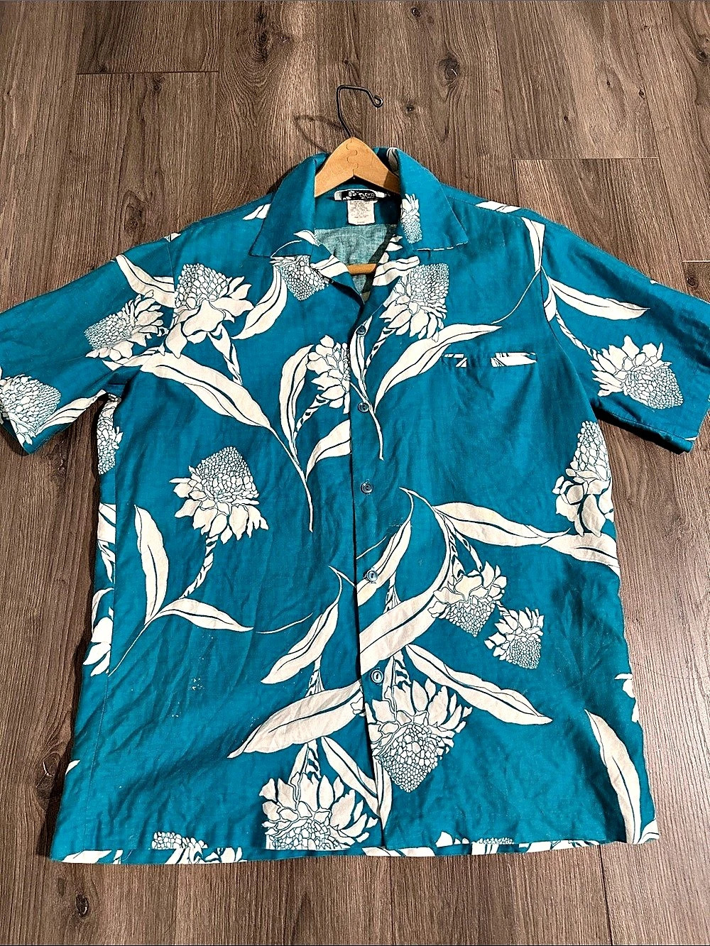 Vintage Hilo Hattie Hawaii Aloha Floral Cotton Shirt Size Large